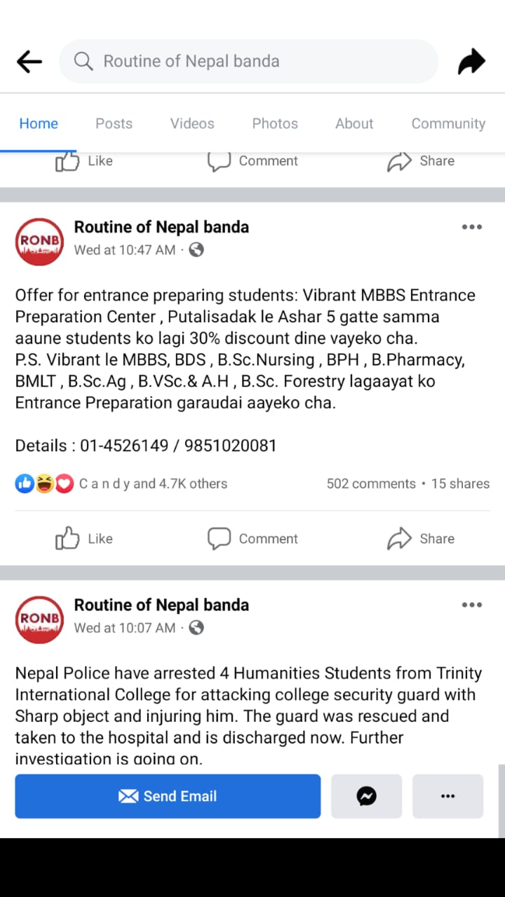 Routine Of Nepal Banda,RONB,Advertisement,Facebook Ads